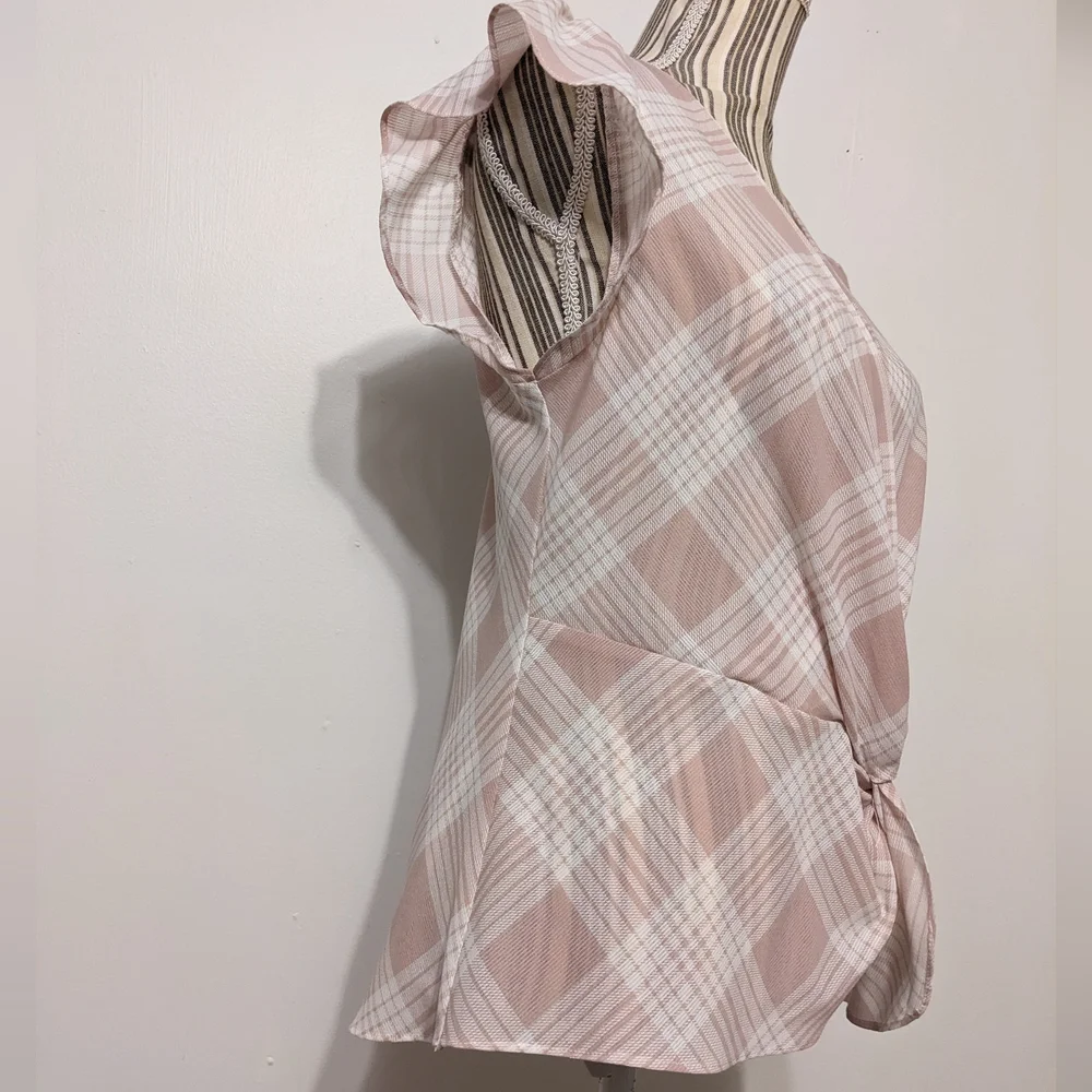 Laundry pink plaid crossover bodice with knot top nwt - Picture 7 of 15